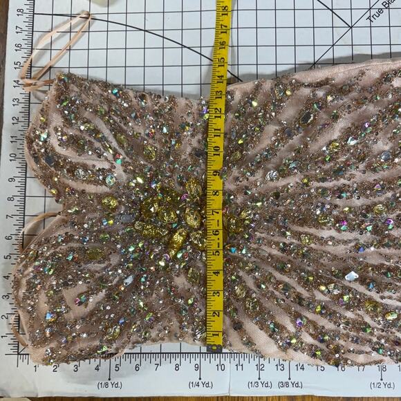 Light Peach Beaded Bodice Back Lace Up Formal Prom Pageant Dress Women 2 - Picture 9 of 12